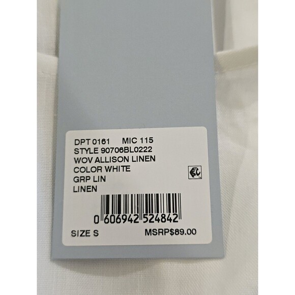 Antonio Melani White Woven Allison Blouse Womens Size Small Puff Sleeve Linen - Picture 8 of 9